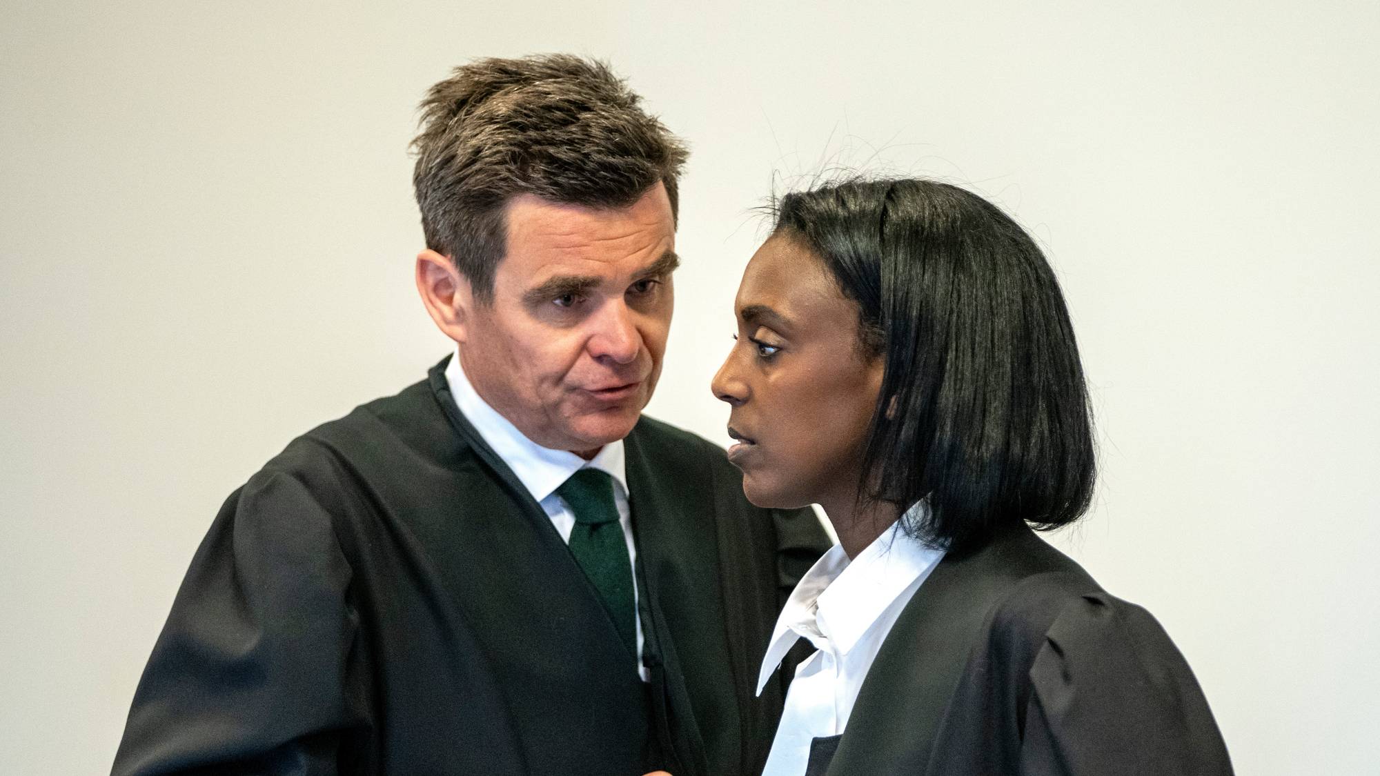 Defenders Fredrik Berg and Ruth haile Tesfazion