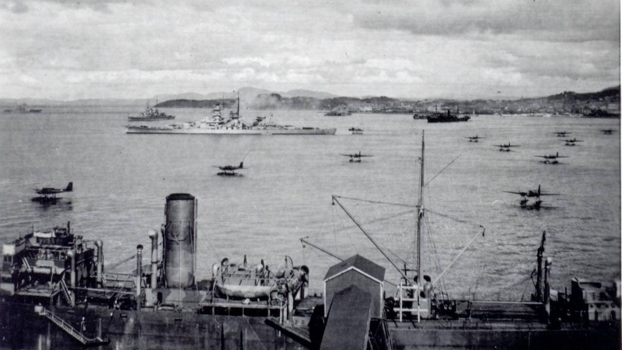 Tyske krigsskip utenfor Trondheim, juni 1940