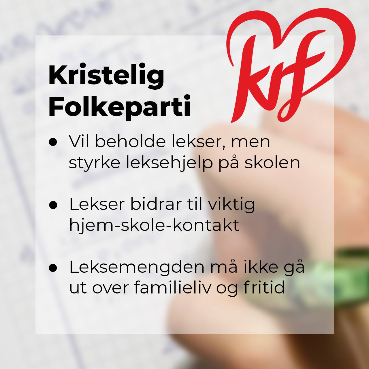 Kristelig folkeparti om leksefri