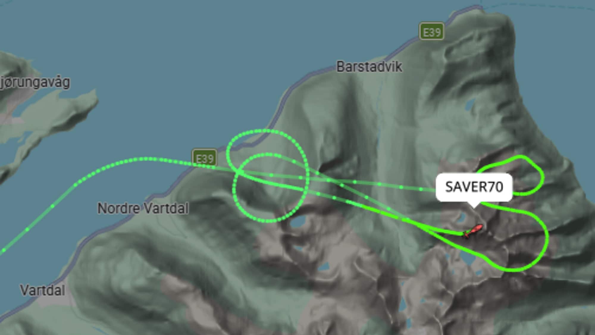 Skjermdump frå Flightradar24