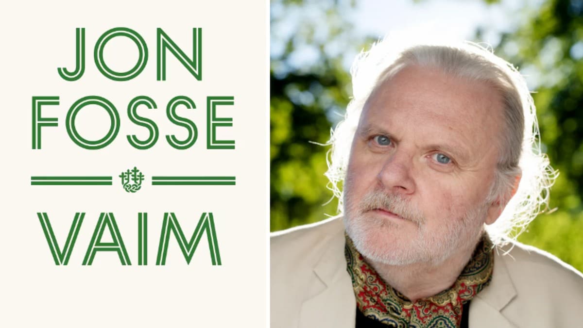 Jon Fosse og omslaget til Vaim