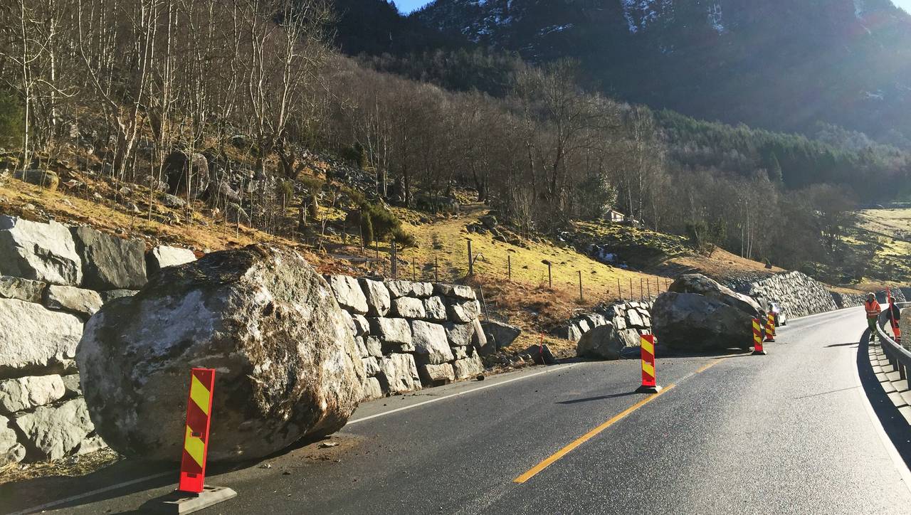 Ras på riksvei 13 ved Kilane/Vågane, Erfjord, Suldal