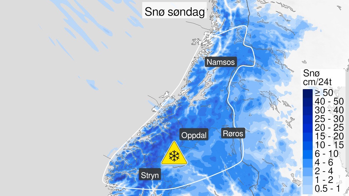 Farevarsel for snø i fjellet – venter 5 til 30 cm