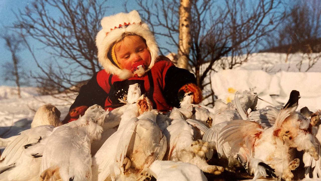 Isak Dreyer som barn. På jakt i indre Troms.