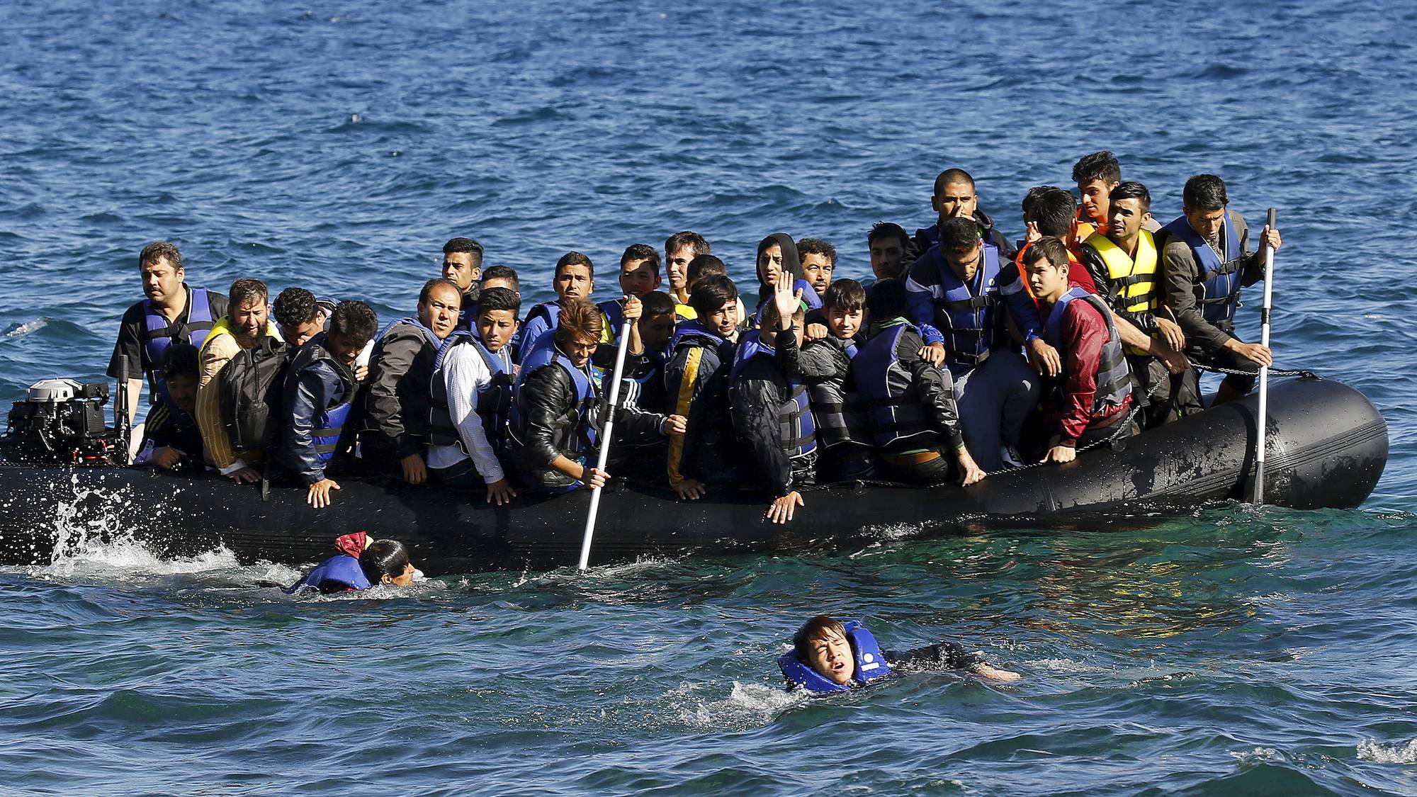 Afghanske asylsøkere utenfor Lesvos