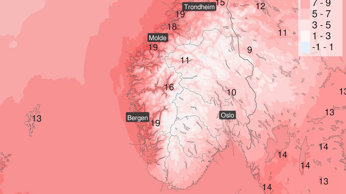 Sydenluft skyter gradestokken til sommerhøyder – målte 20,9 grader på flyplass