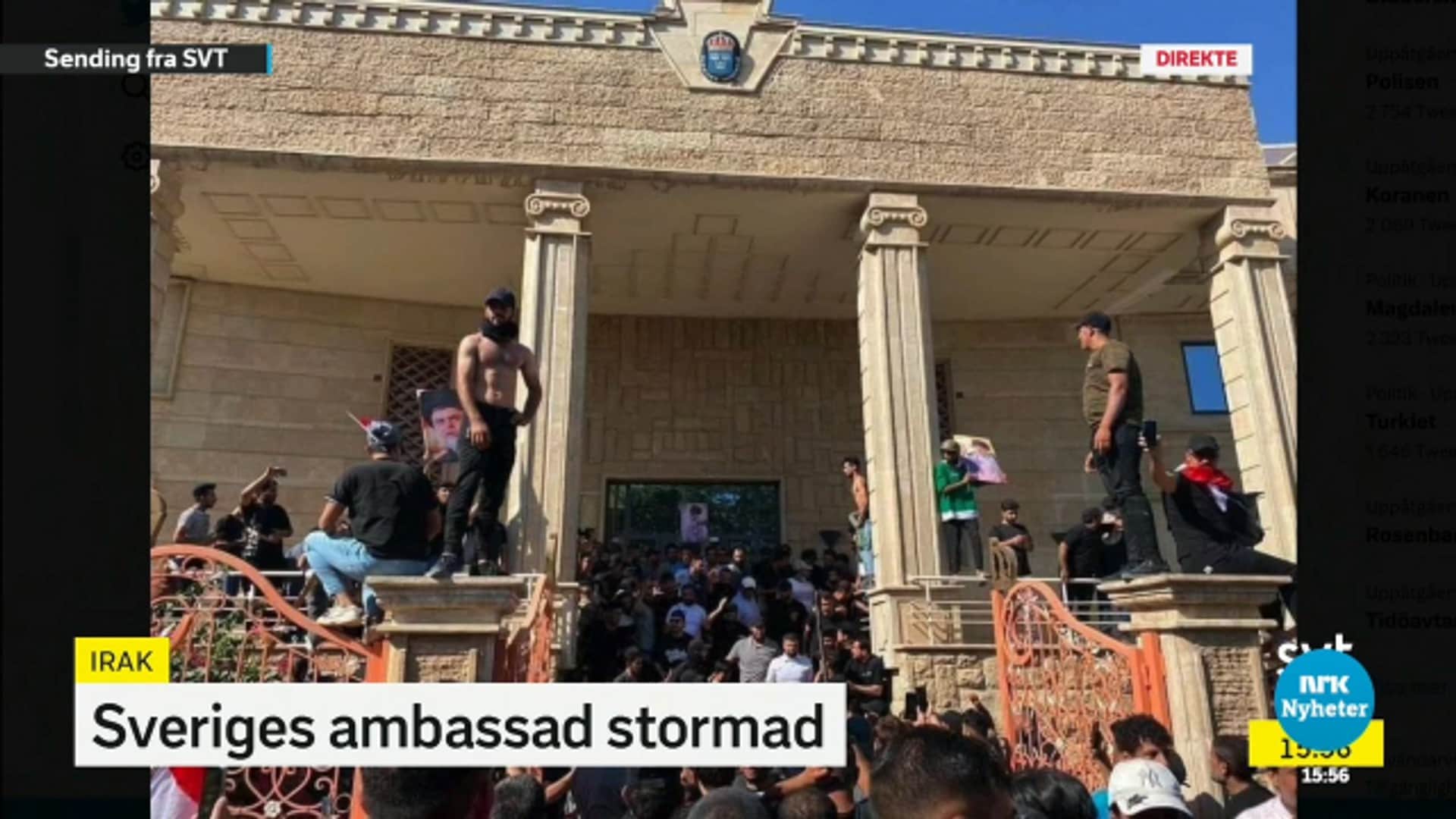 Sveriges ambassade i Bagdad stormes NRK