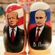AFP Traditional Russian wooden nesting dolls, Matryoshka dolls, depicting Russia's President Vladimir Putin (R), US President Donald Trump and his wife Melania (L) are displayed for sale at a gift shop on the touristic Arbat street in downtown Moscow on February 13, 2025. Russians were cautiously upbeat after Vladimir Putin and Donald Trump spoke by phone on February 13, 2025, praising it as a "first step" towards repairing ruptured ties between the two nuclear-armed superpowers. (Photo by TATYANA MAKEYEVA / AFP)